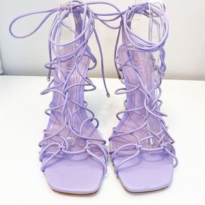 Schutz Heyde Smoky Grape Lavender Tie Up Sandals